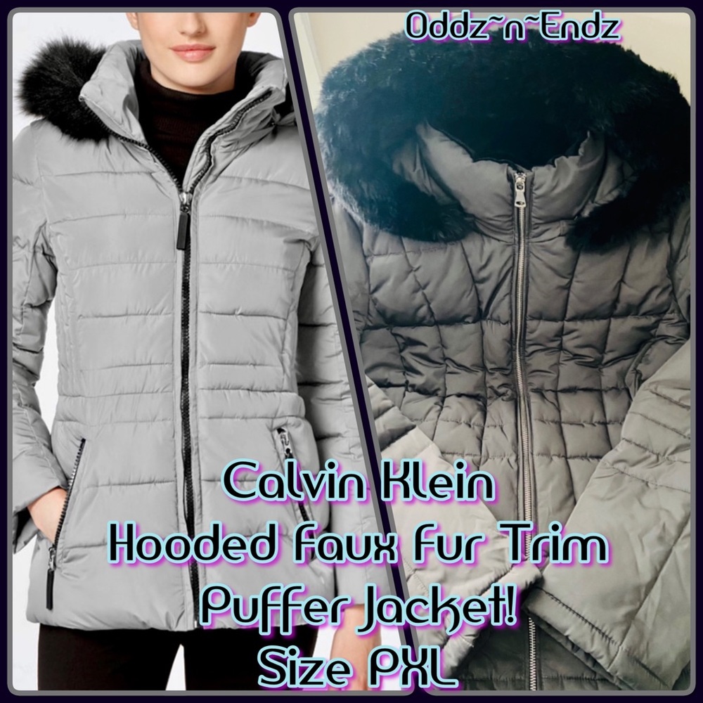 FINAL!/HP 🥳Calvin Klein Women’s Hooded Faux FurTrim PufferJacket Size PXL/NWT
